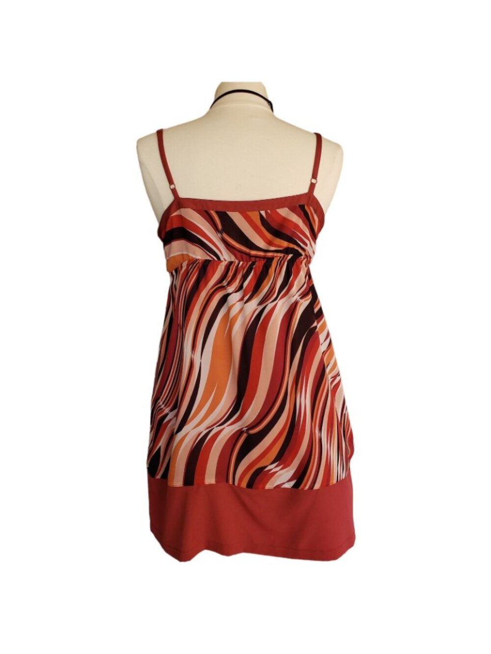 VTG Elle Womens L Sundress Burnt Orange Empire Boho Waist Earthly Hippie - Picture 2 of 7